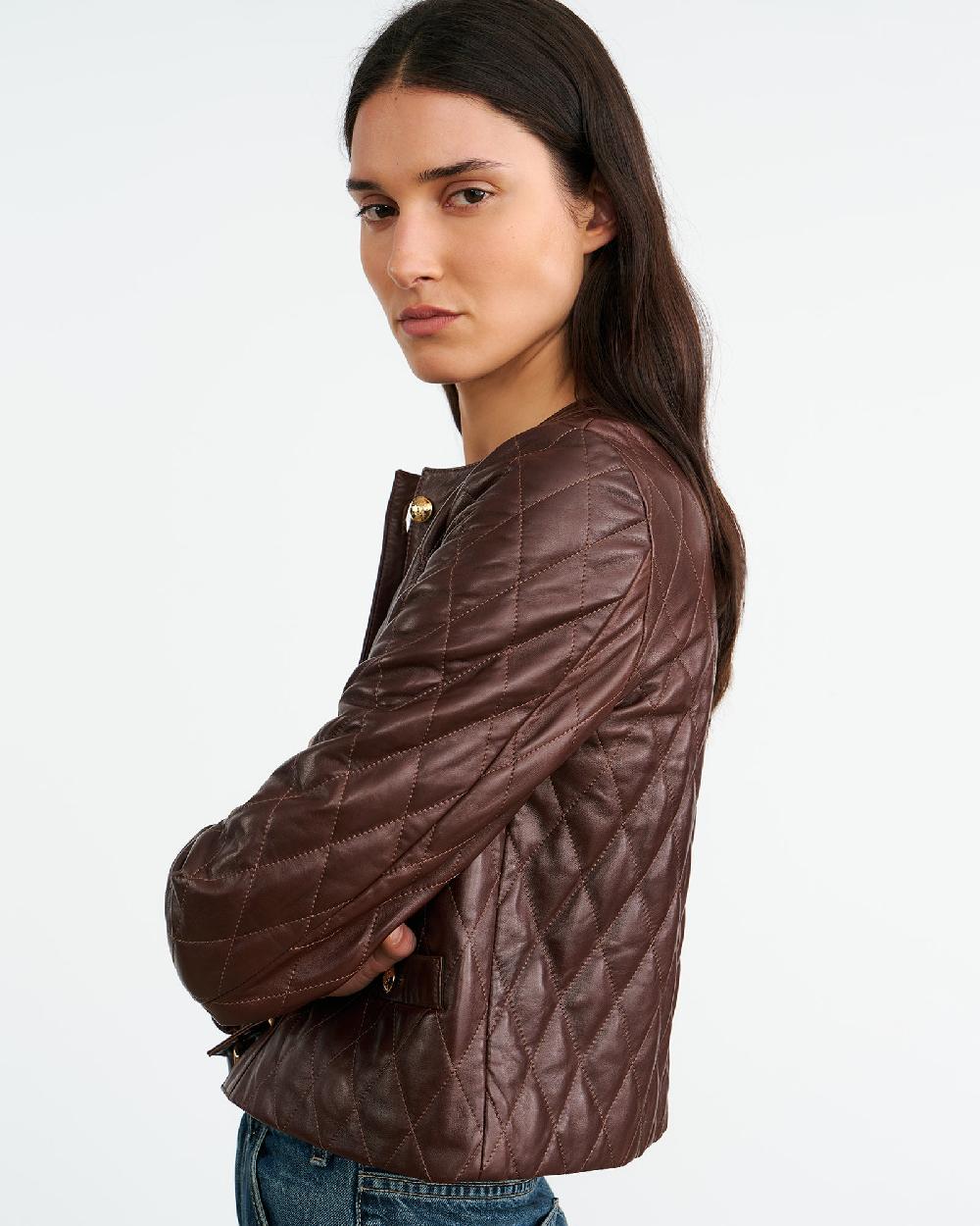 Nili Lotan AMY LEATHER JACKET BORDEAUX