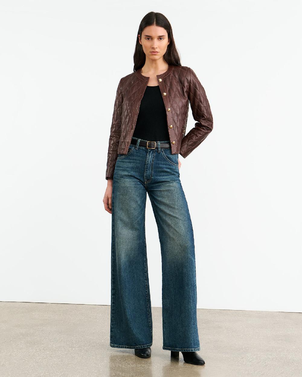 Nili Lotan AMY LEATHER JACKET BORDEAUX