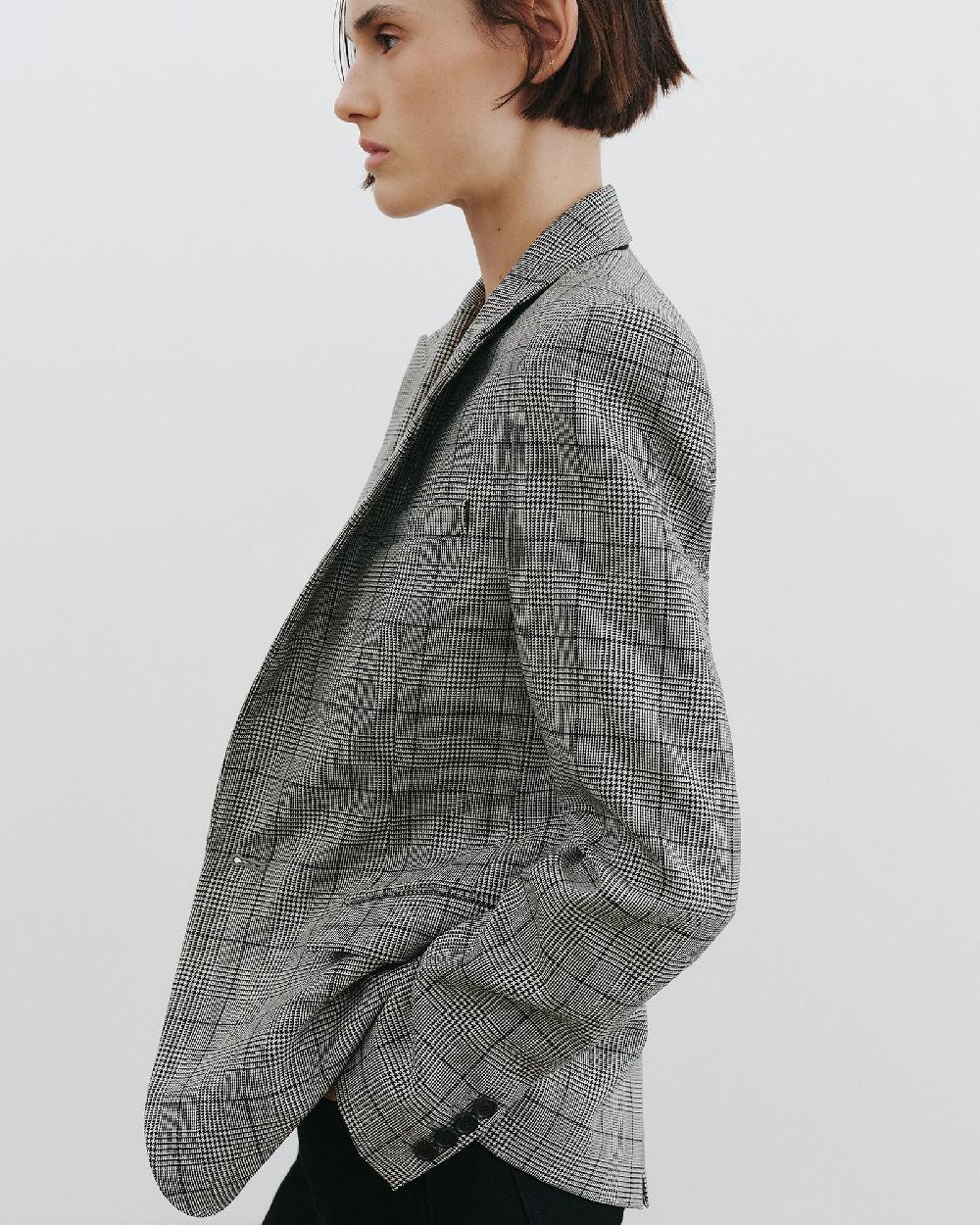 Nili Lotan ANABEL TAILORED WOOL BLAZER BLACK PLAID