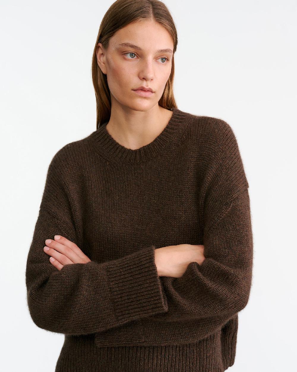 Nili Lotan ANISA CASHMERE SWEATER REDWOOD MELANGE