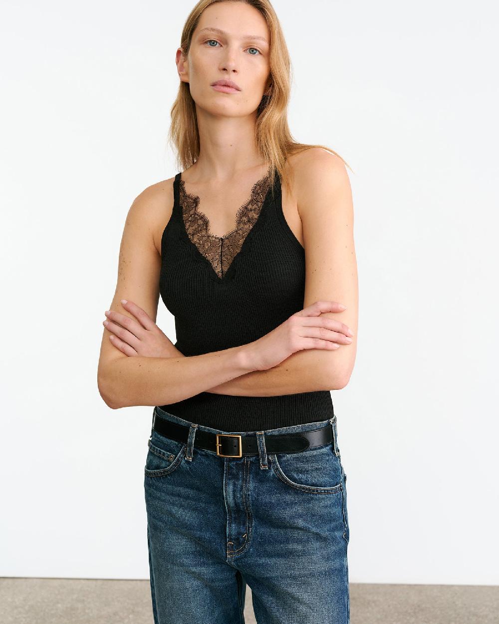 Nili Lotan ARONIA SILK TANK BLACK