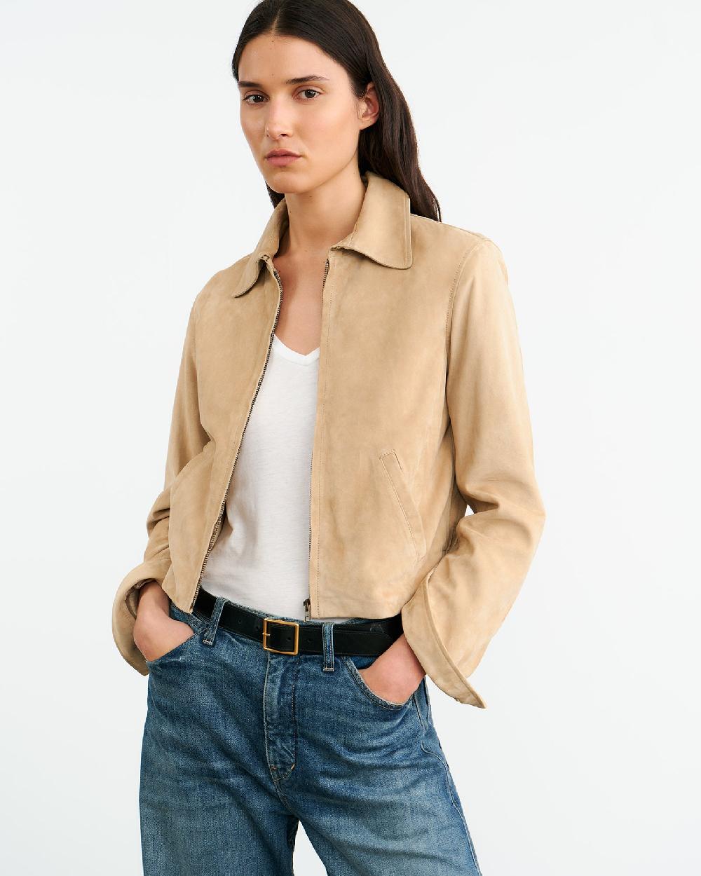Nili Lotan BEAUVAIS SUEDE JACKET LIGHT SAND