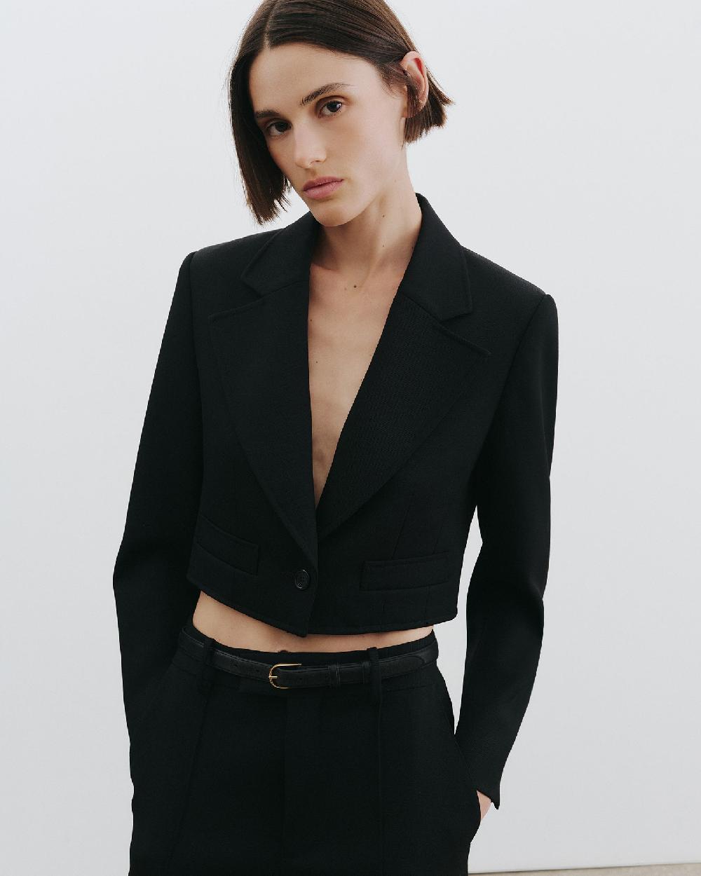 Nili Lotan BELINO CROPPED WOOL JACKET BLACK