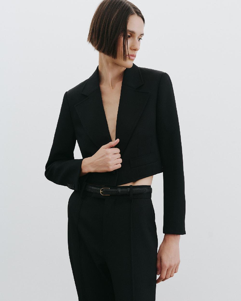 Nili Lotan BELINO CROPPED WOOL JACKET BLACK