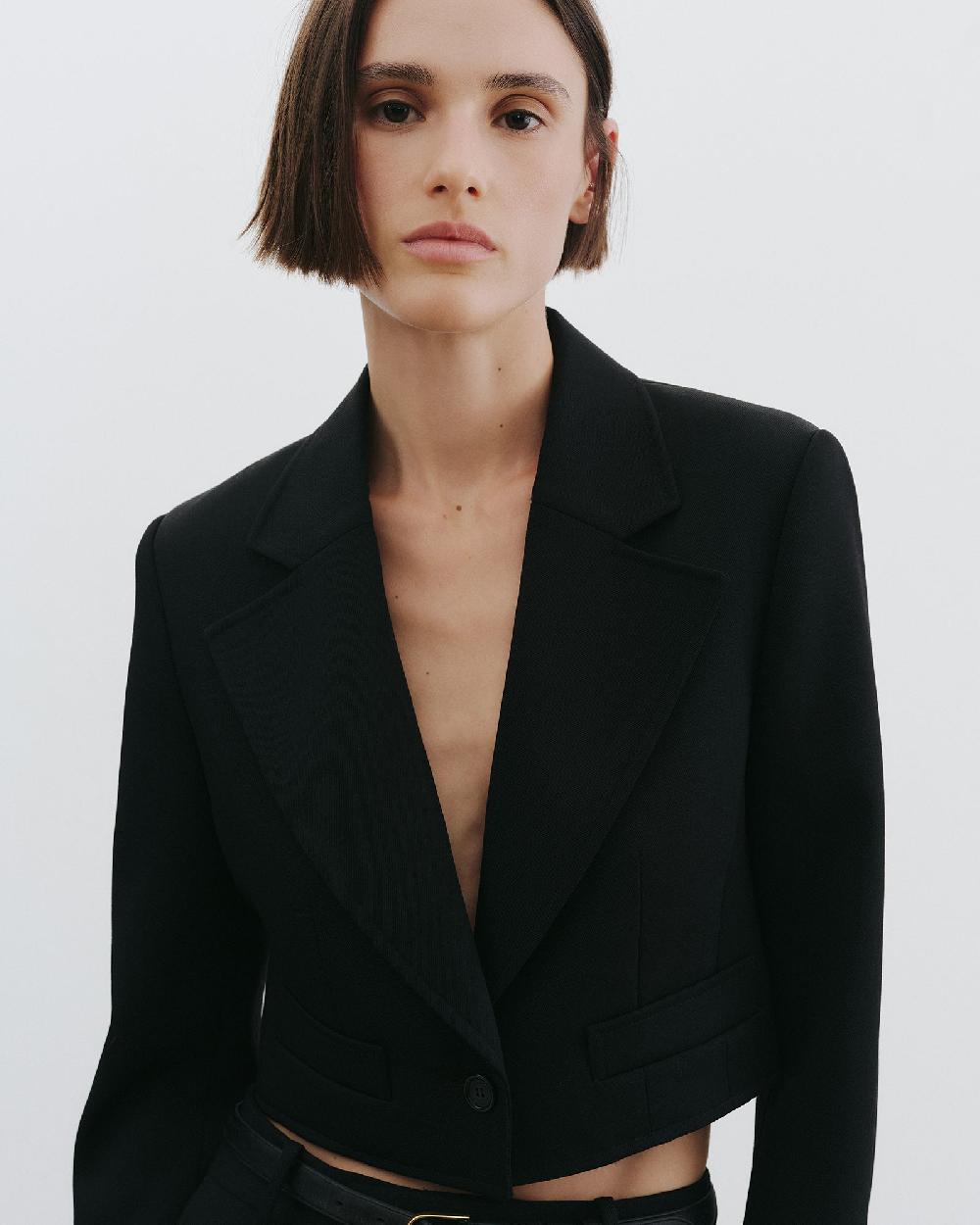 Nili Lotan BELINO CROPPED WOOL JACKET BLACK