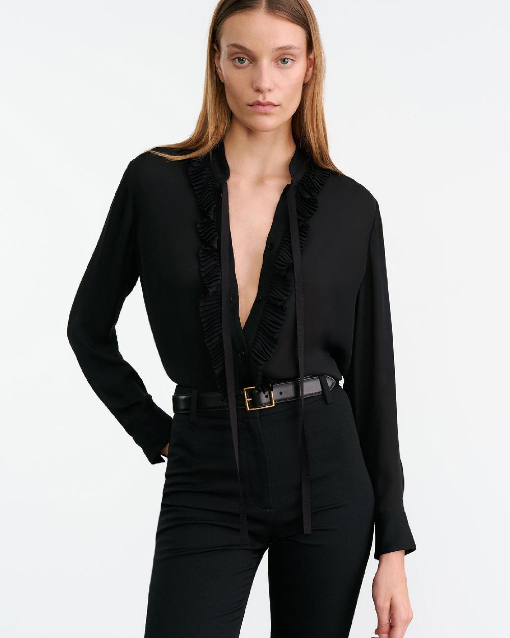 Nili Lotan BERTILLE SILK SHIRT BLACK