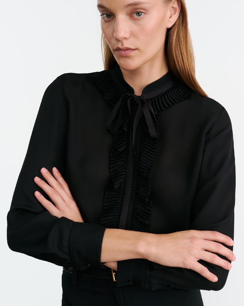 Nili Lotan BERTILLE SILK SHIRT BLACK