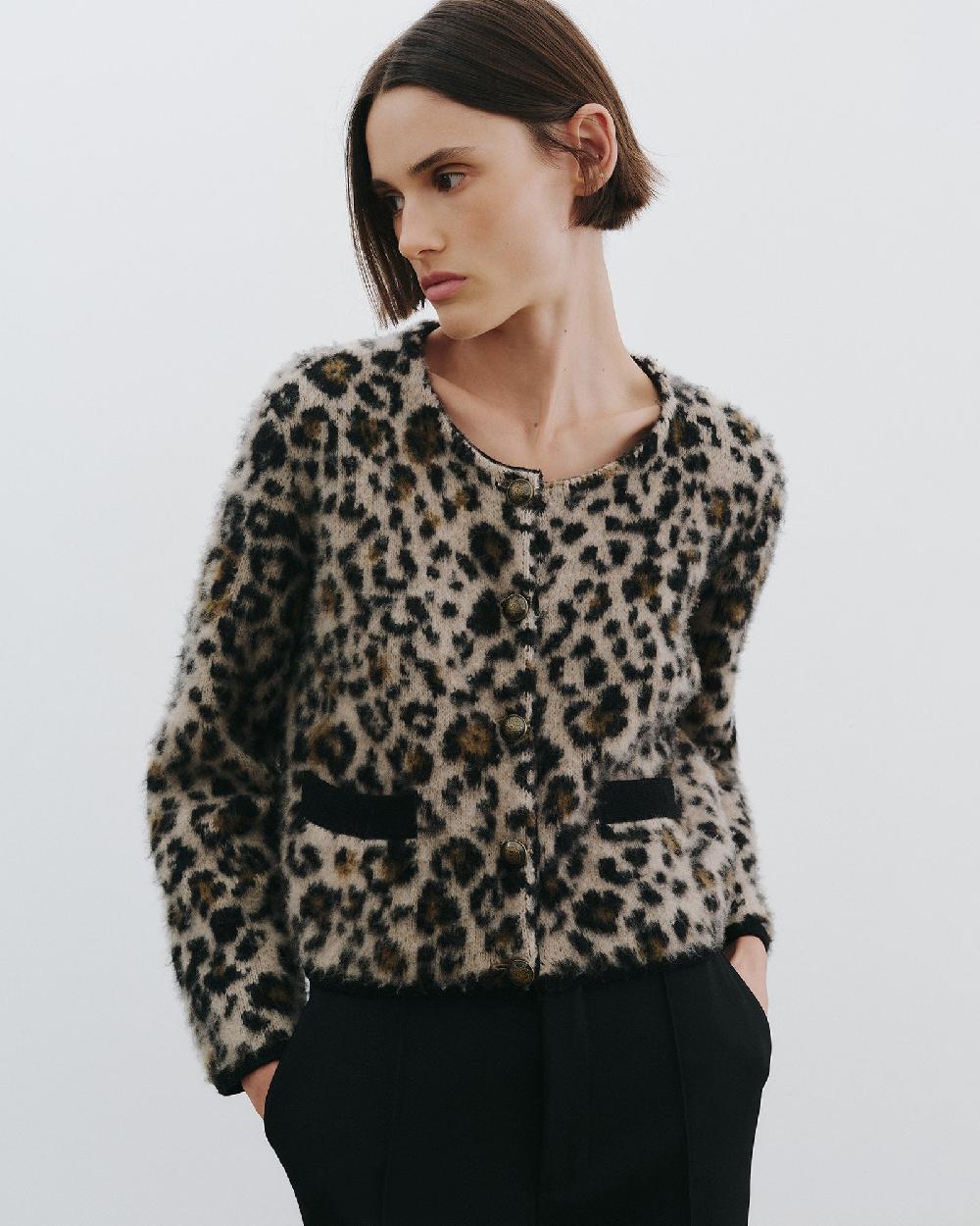 Nili Lotan BEYTON CARDIGAN JUTE LEOPARD