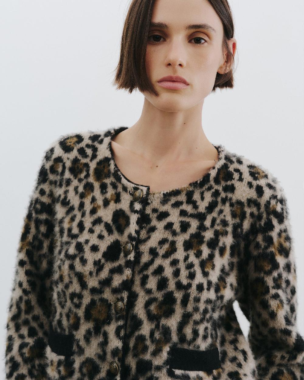 Nili Lotan BEYTON CARDIGAN JUTE LEOPARD