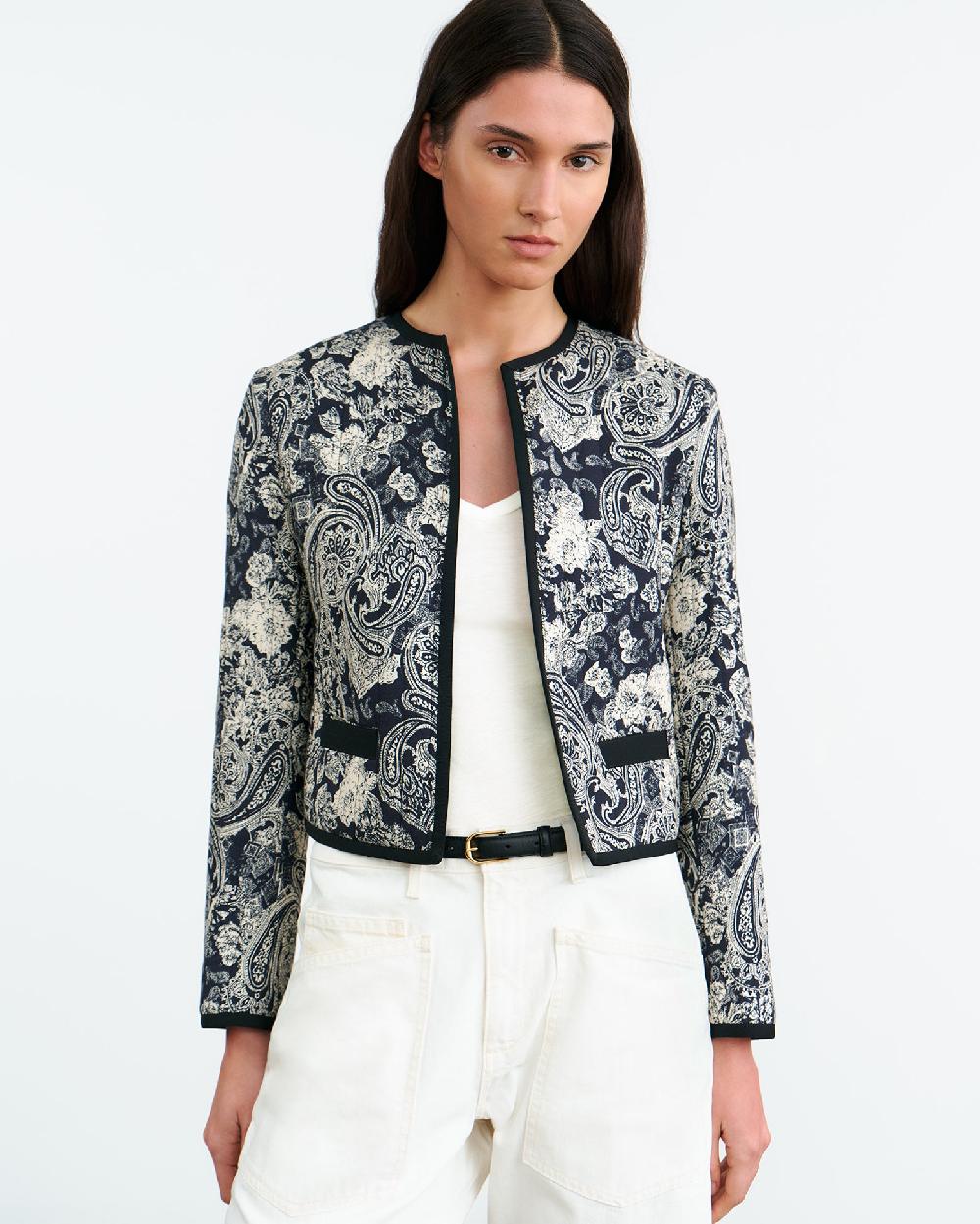 Nili Lotan BONO JACKET MIXED PAISLEY PRINT