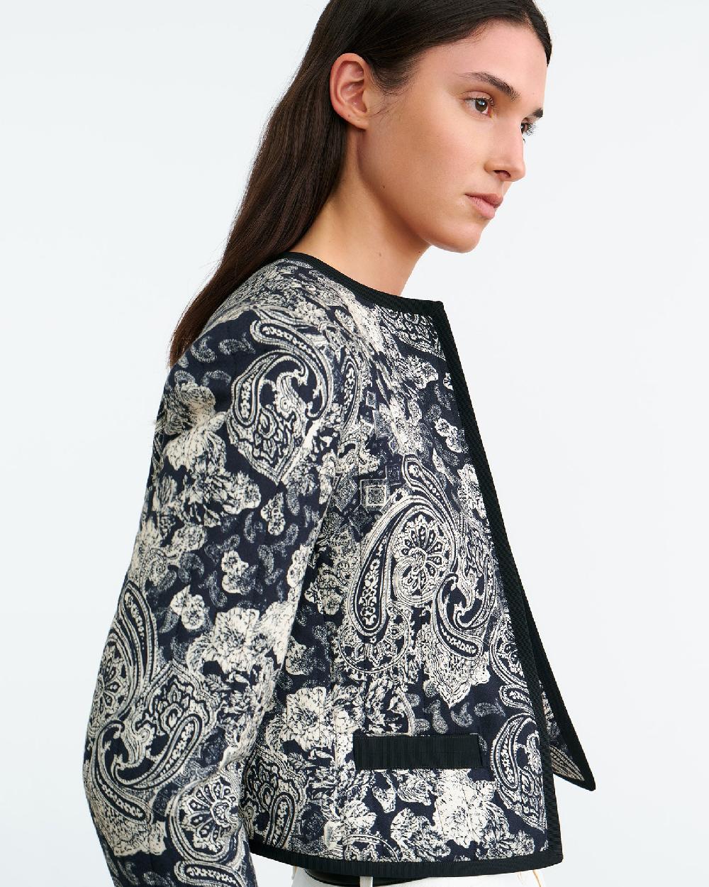 Nili Lotan BONO JACKET MIXED PAISLEY PRINT