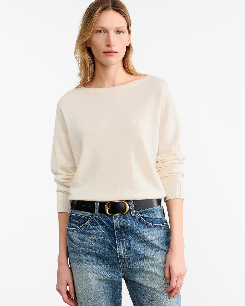 Nili Lotan BOYFRIEND CASHMERE SWEATER IVORY