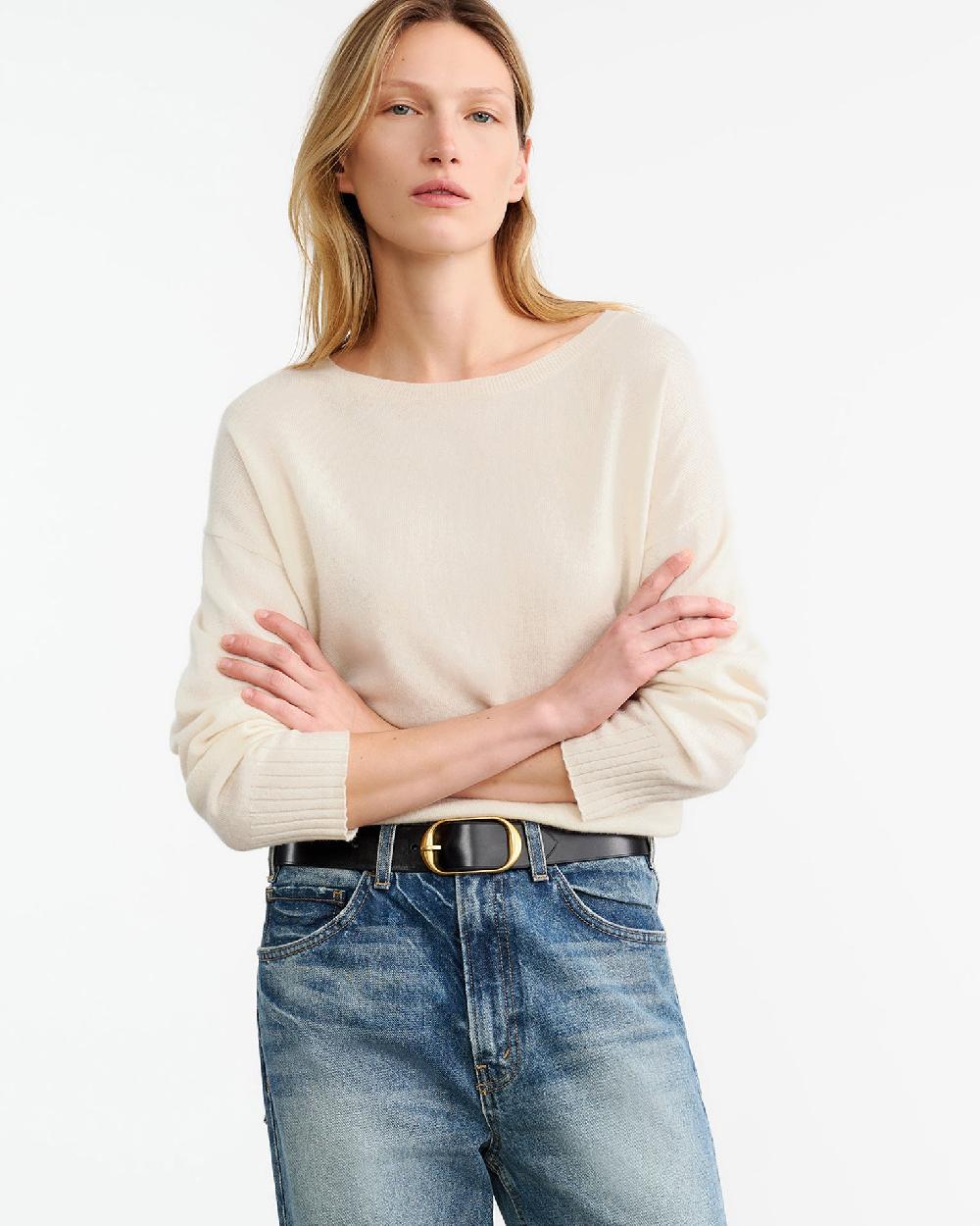 Nili Lotan BOYFRIEND CASHMERE SWEATER IVORY