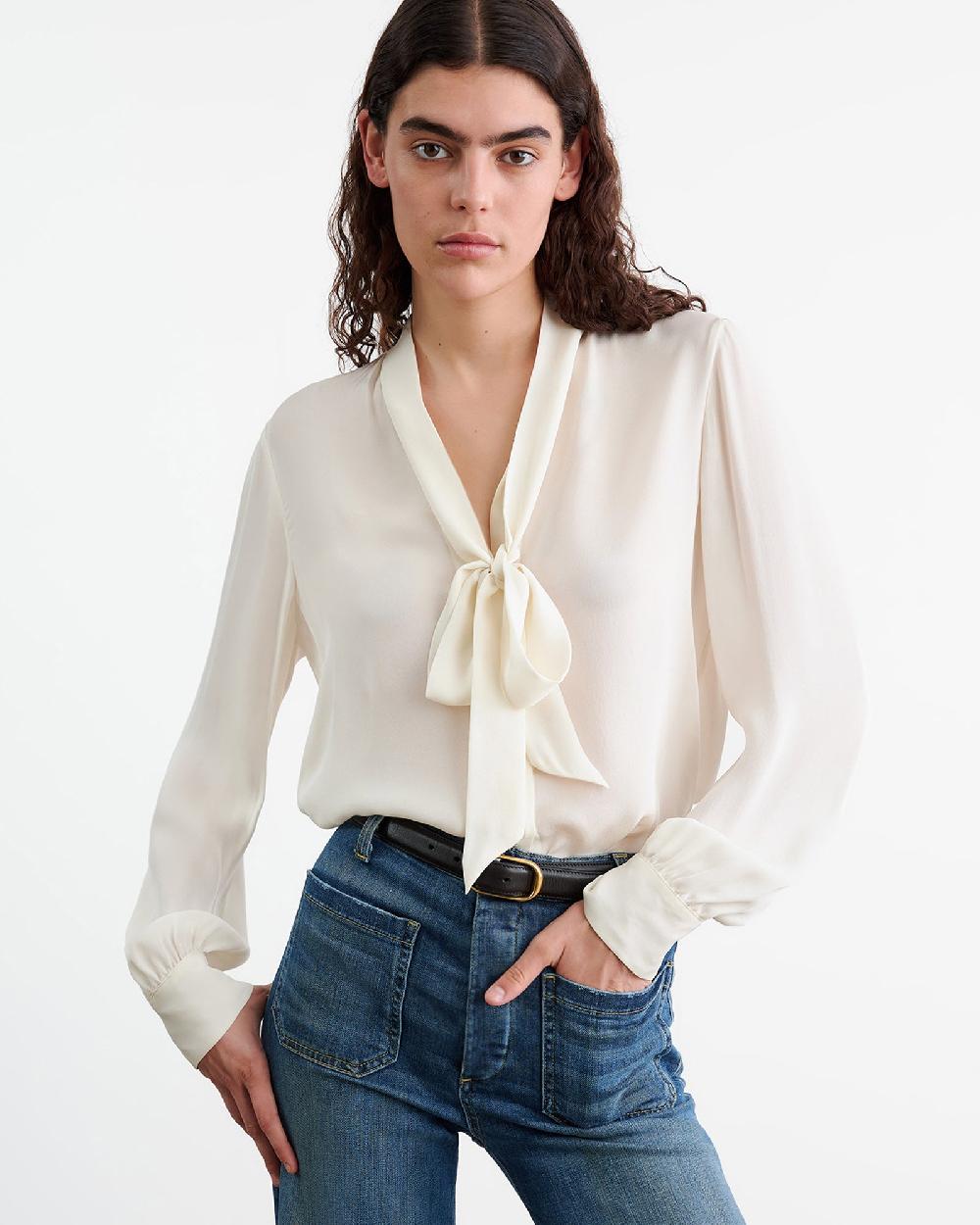 Nili Lotan CARINA SILK BLOUSE IVORY