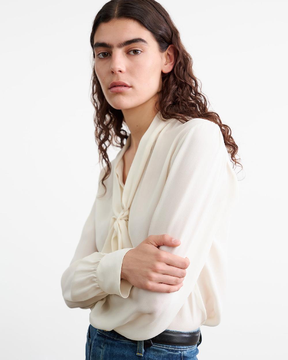 Nili Lotan CARINA SILK BLOUSE IVORY
