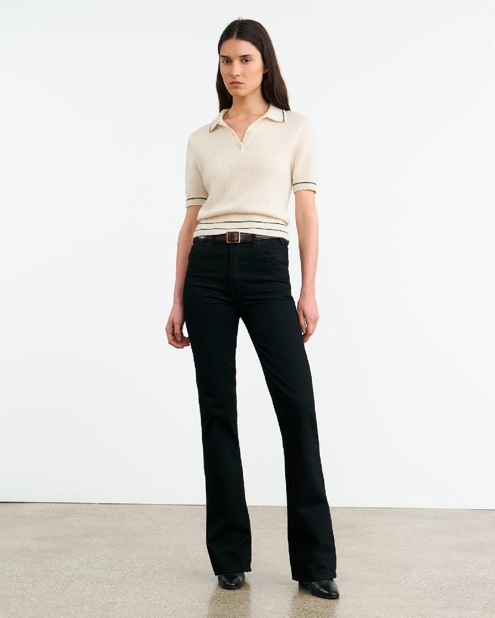 Nili Lotan CARLINE CASHMERE POLO IVORY/BLACK