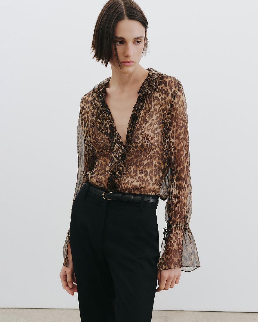 Nili Lotan CECILY SILK SHIRT LUREX LEOPARD