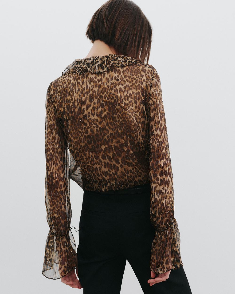 Nili Lotan CECILY SILK SHIRT LUREX LEOPARD