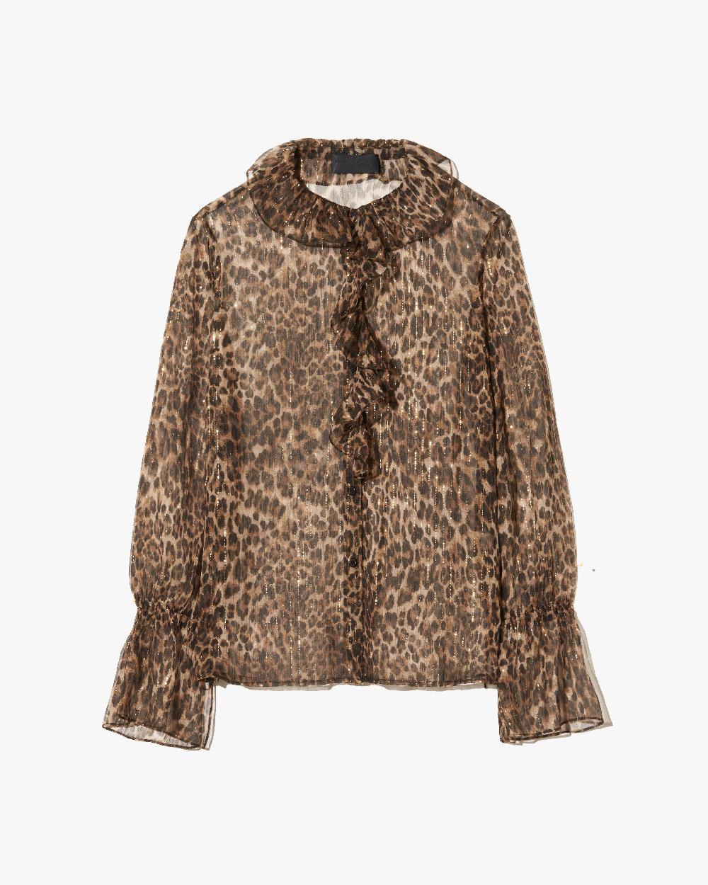 nili lotan CECILY SILK SHIRT LUREX LEOPARD