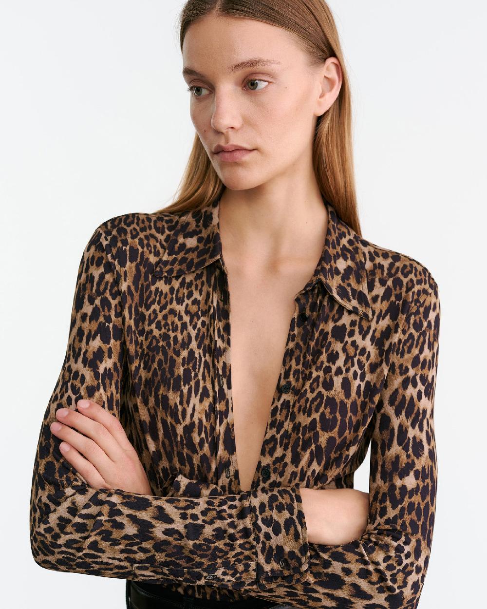 Nili Lotan CELESTINE SHIRT VINTAGE LEOPARD PRINT