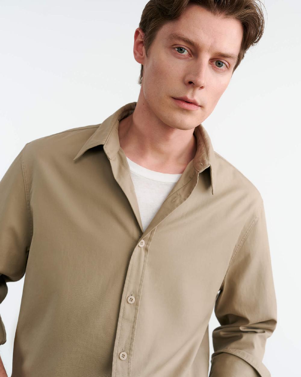 Nili Lotan CHANCE SHIRT TAUPE GREY