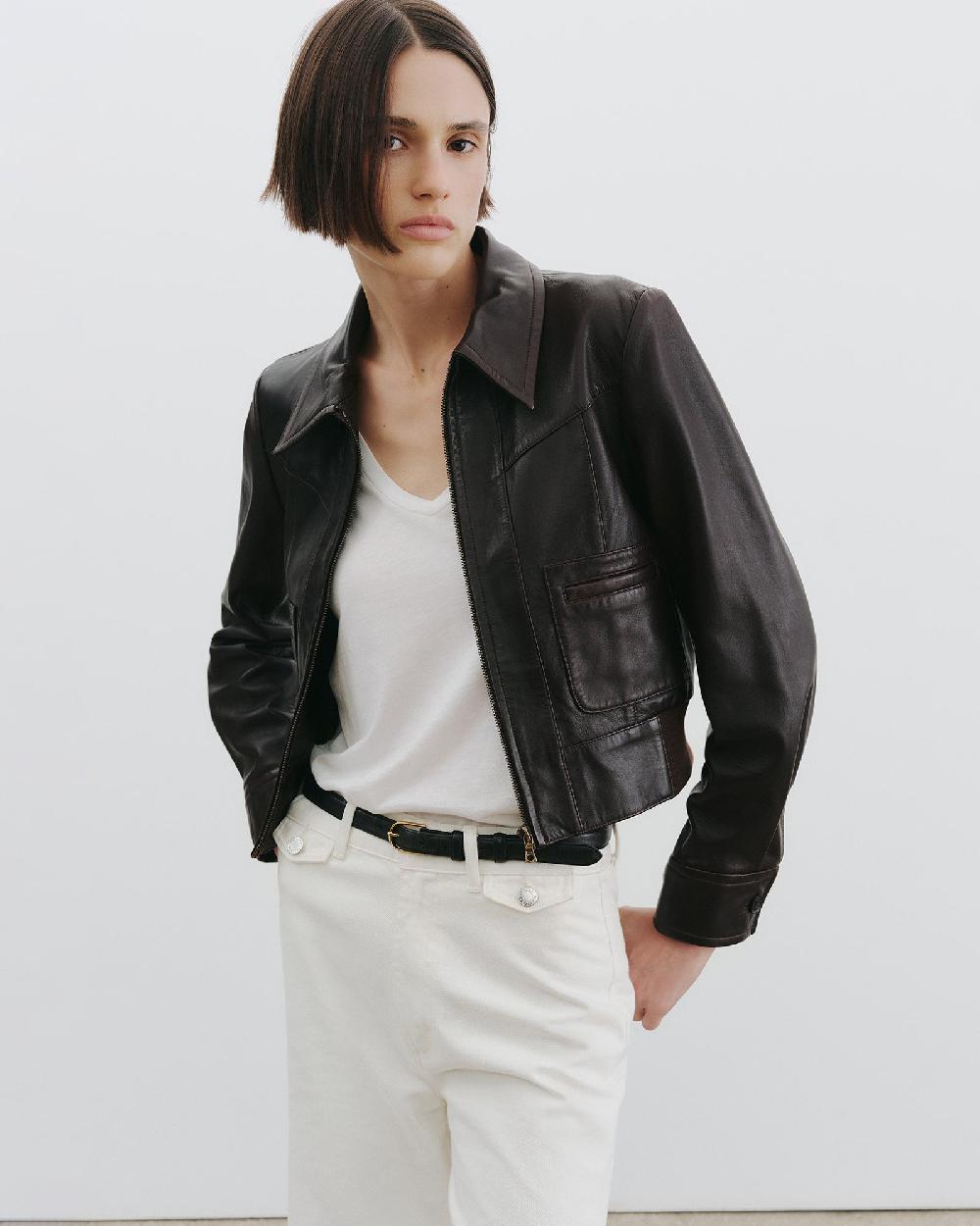 Nili Lotan CHARLY LEATHER JACKET ESPRESSO