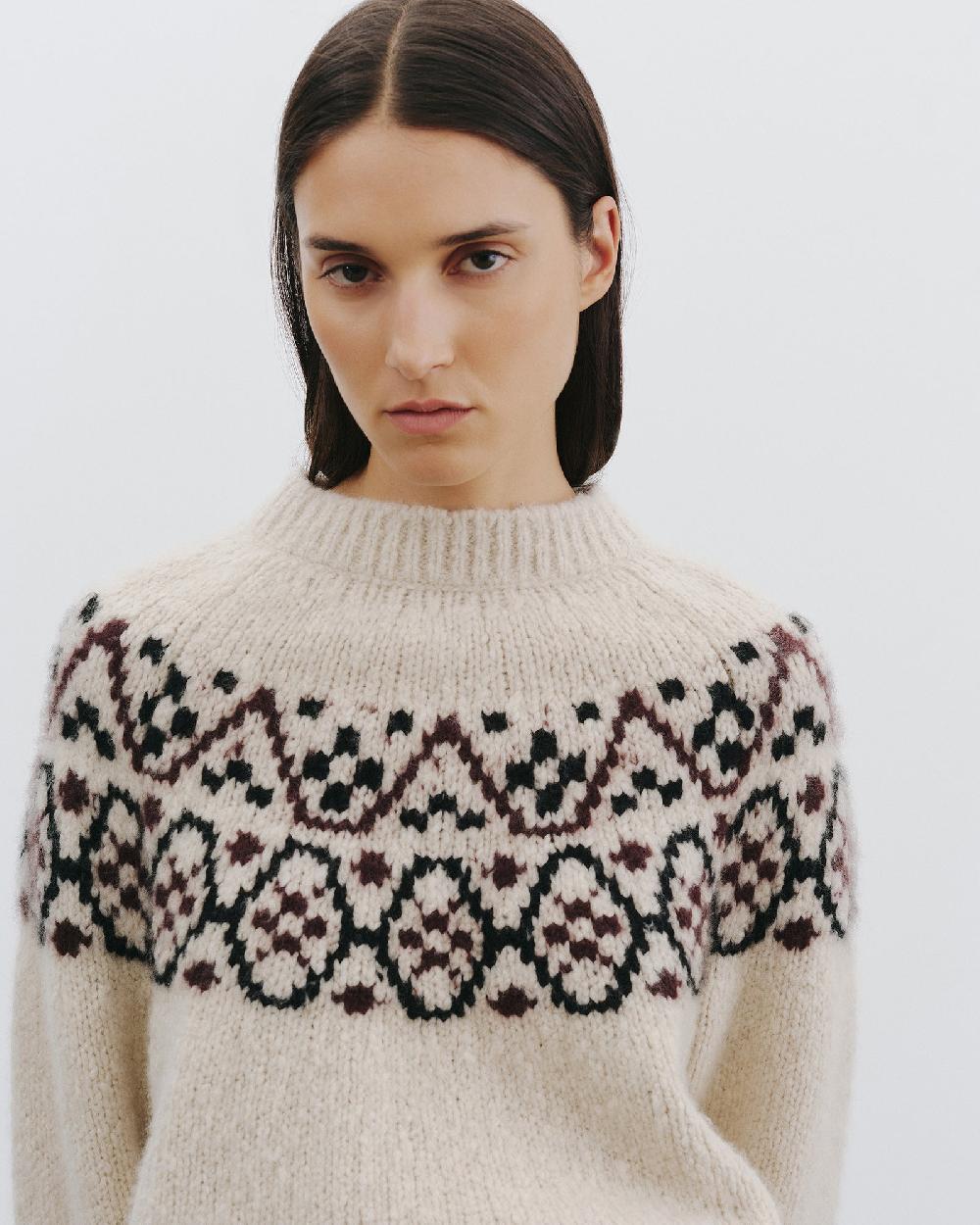 Nili Lotan CHRISSY CASHMERE SWEATER BLACK FAIRISLE