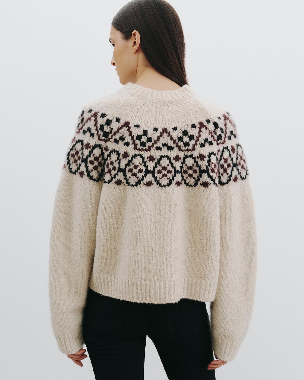 Nili Lotan CHRISSY CASHMERE SWEATER BLACK FAIRISLE