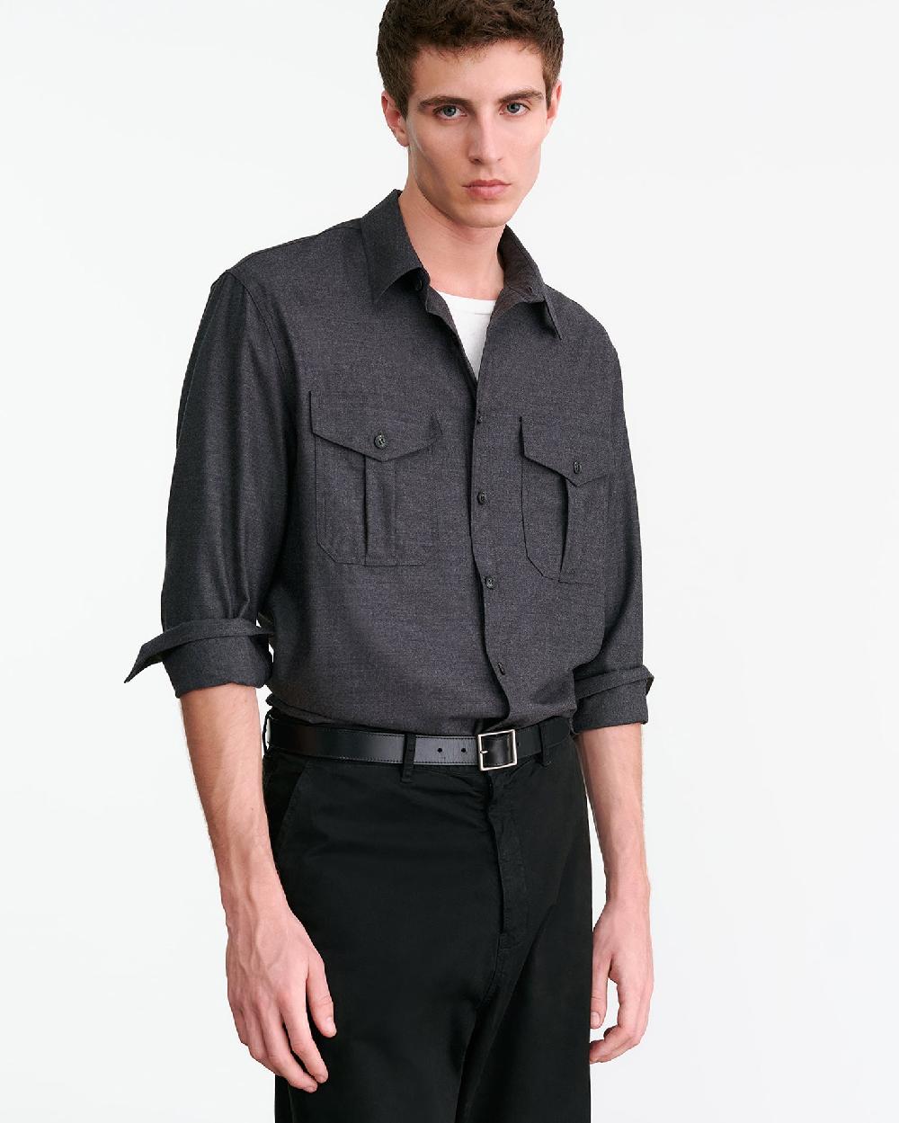 Nili Lotan CHRISTOPHE SHIRT CHARCOAL MELANGE
