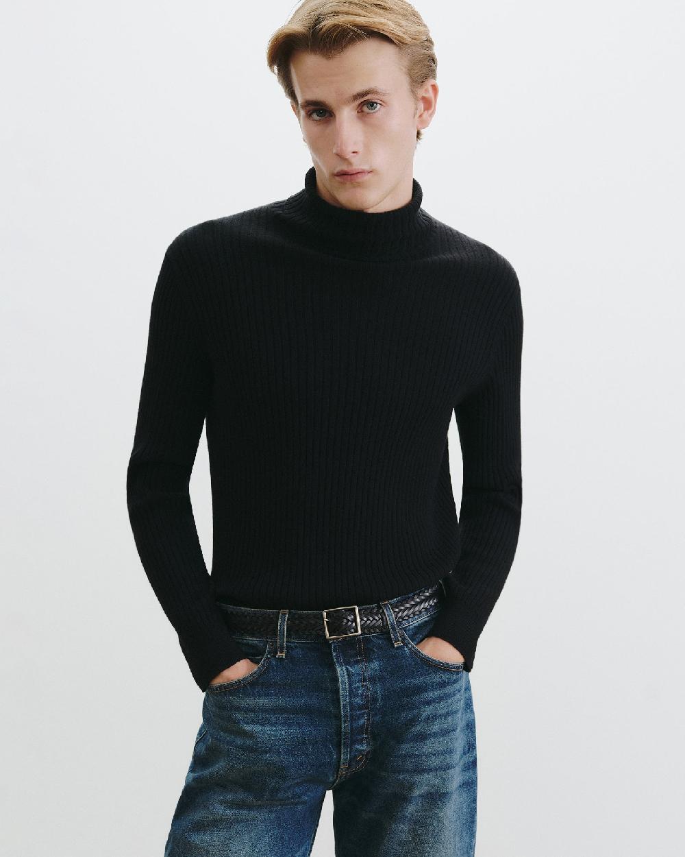 Nili Lotan COLE CASHMERE TURTLENECK SWEATER BLACK