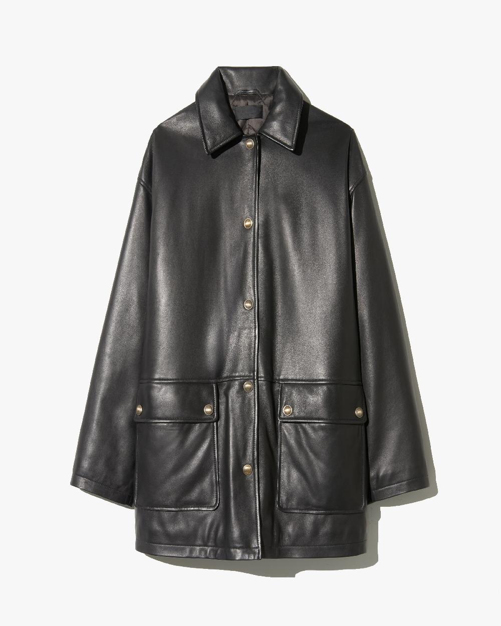 nili lotan CORDEL LEATHER COAT BLACK