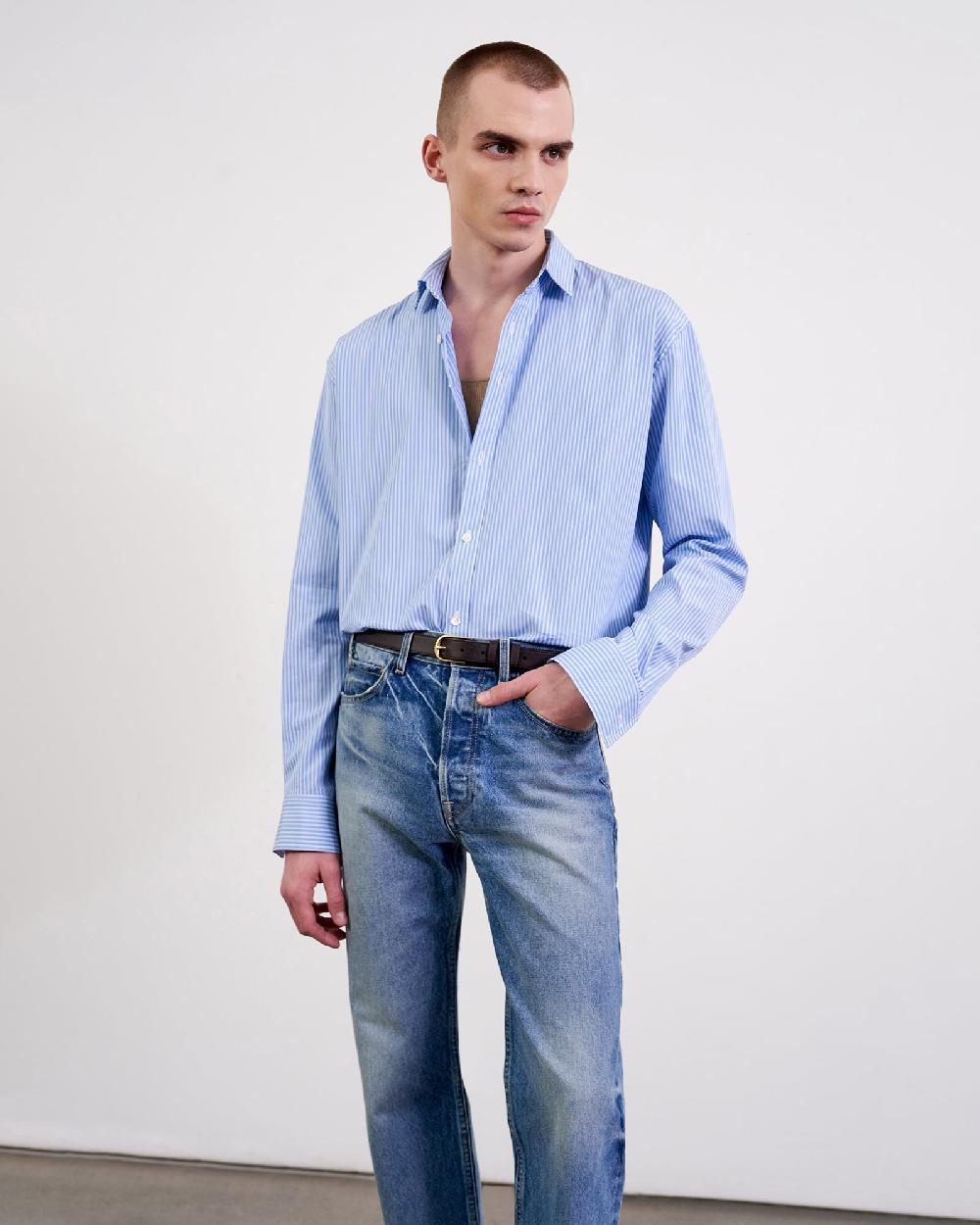 Nili Lotan CRISTOBAL SHIRT BLUE/WHITE STRIPE