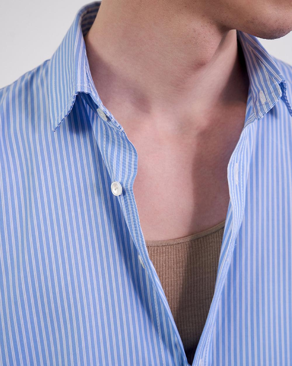 Nili Lotan CRISTOBAL SHIRT BLUE/WHITE STRIPE