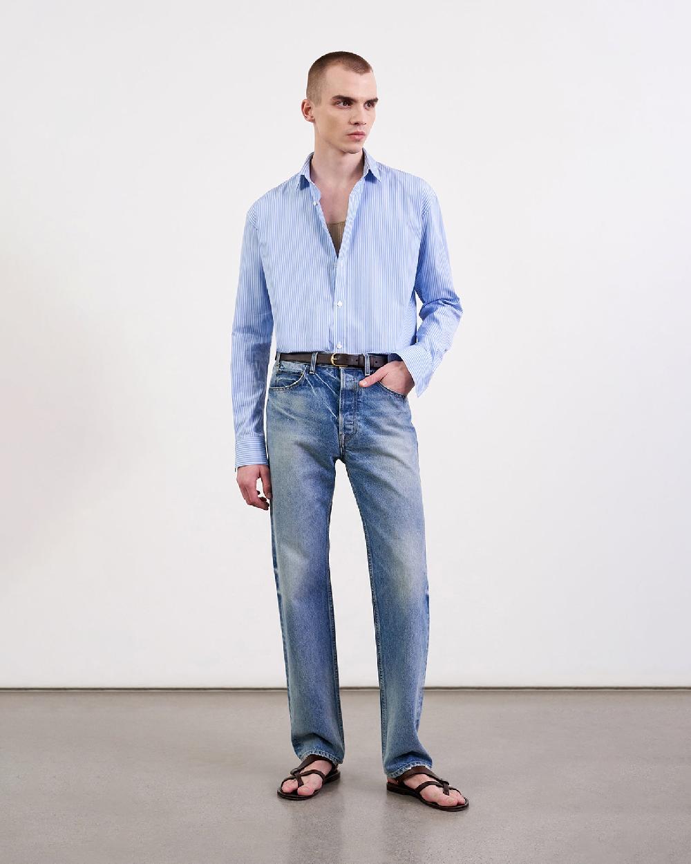 Nili Lotan CRISTOBAL SHIRT BLUE/WHITE STRIPE