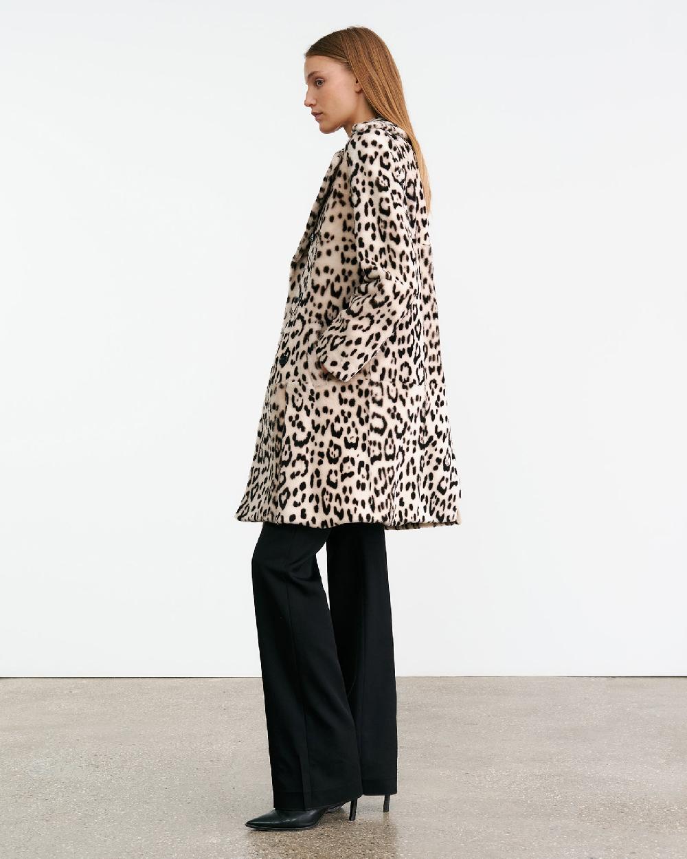 Nili Lotan CRYSTAL SHEARLING COAT SNOW LEOPARD