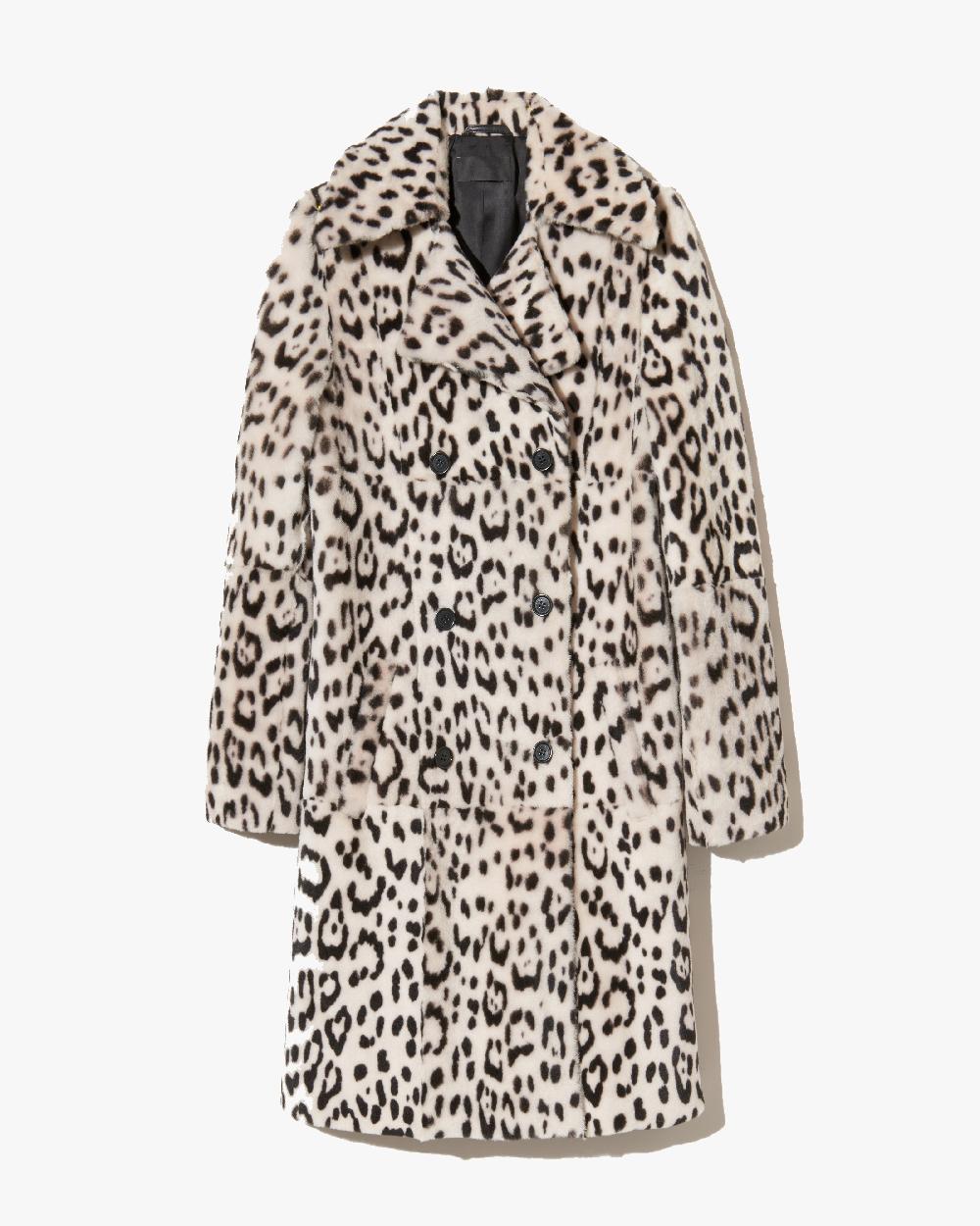 nili lotan CRYSTAL SHEARLING COAT SNOW LEOPARD