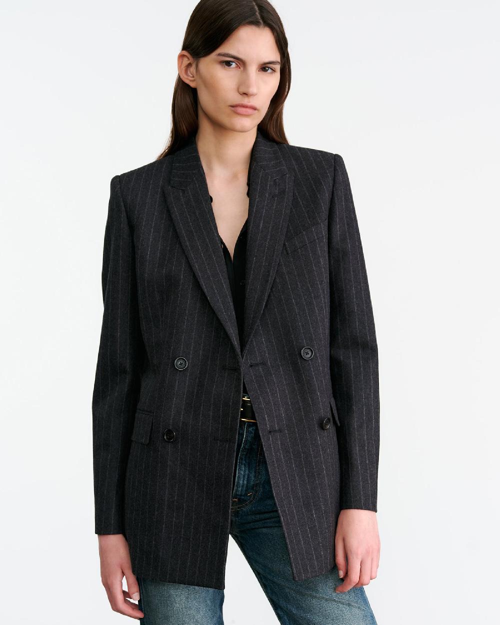 Nili Lotan DAVIS BLAZER CHARCOAL PINSTRIPE