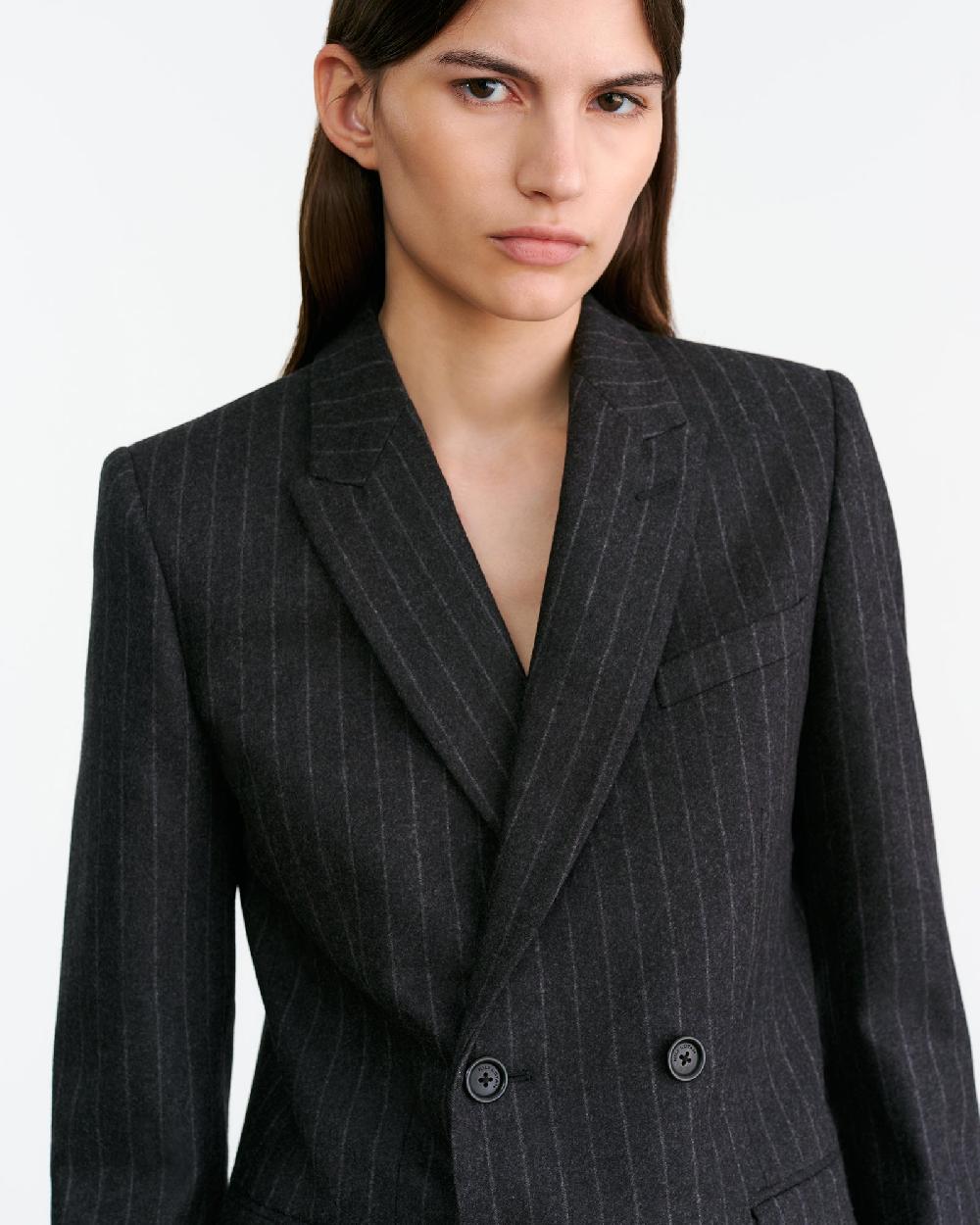 Nili Lotan DAVIS BLAZER CHARCOAL PINSTRIPE