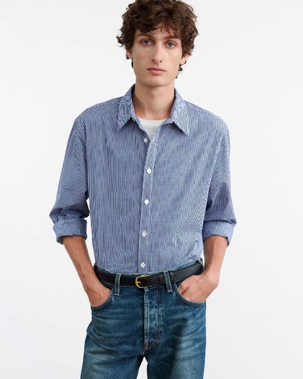 Nili Lotan DECLAN SHIRT NAVY VICHY CHECK