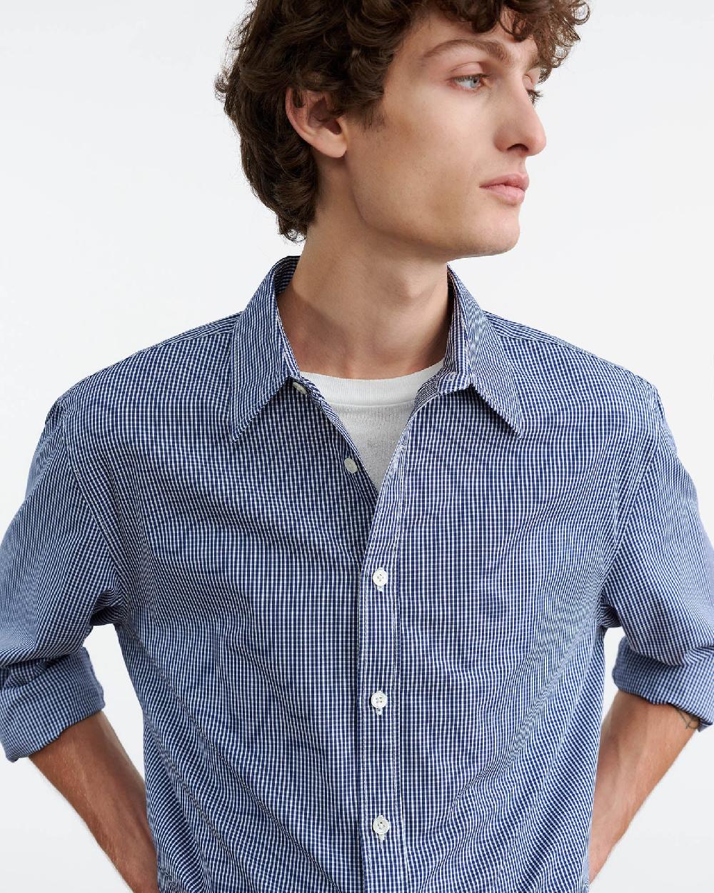 Nili Lotan DECLAN SHIRT NAVY VICHY CHECK