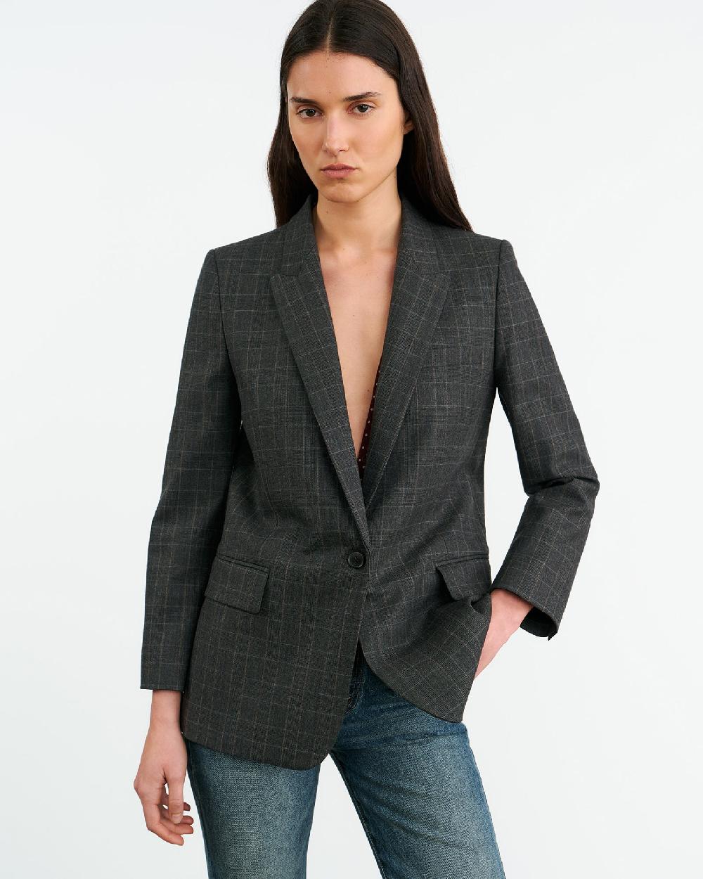 Nili Lotan DIANE BLAZER ESPRESSO CHECK