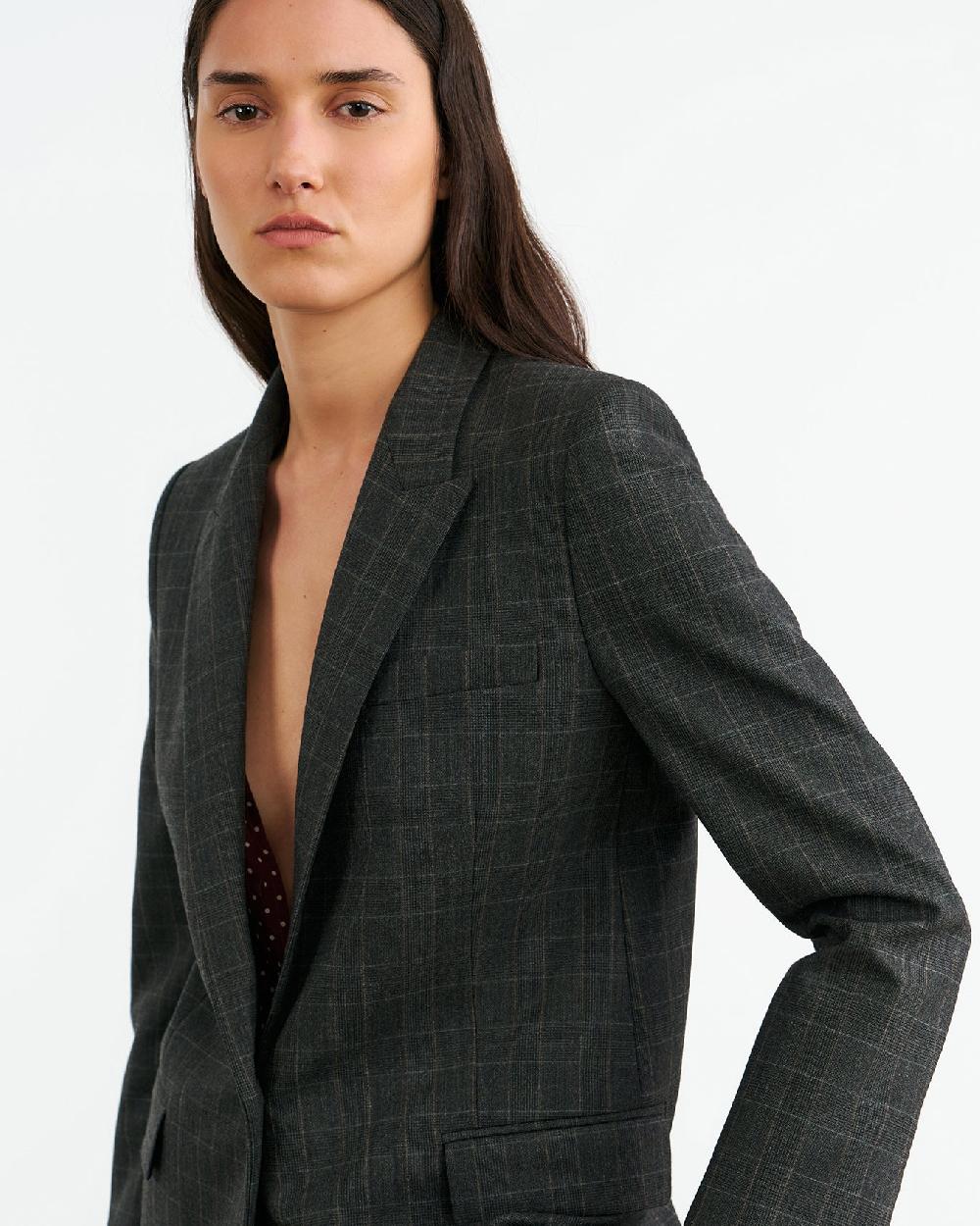 Nili Lotan DIANE BLAZER ESPRESSO CHECK
