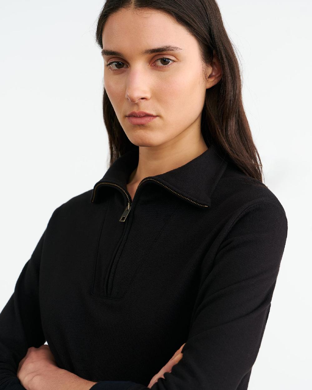 Nili Lotan DIYA QUARTER ZIP SWEATSHIRT BLACK