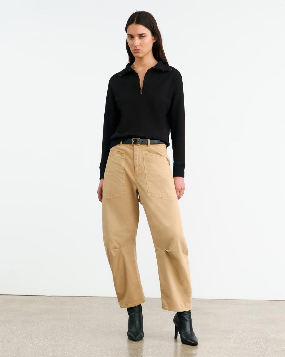 Nili Lotan DIYA QUARTER ZIP SWEATSHIRT BLACK
