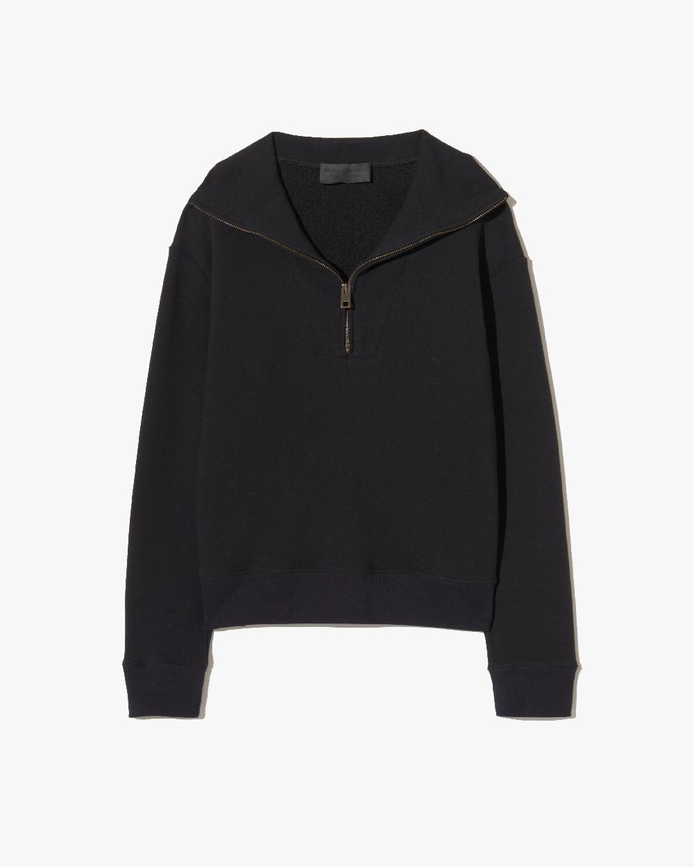 nili lotan DIYA QUARTER ZIP SWEATSHIRT BLACK
