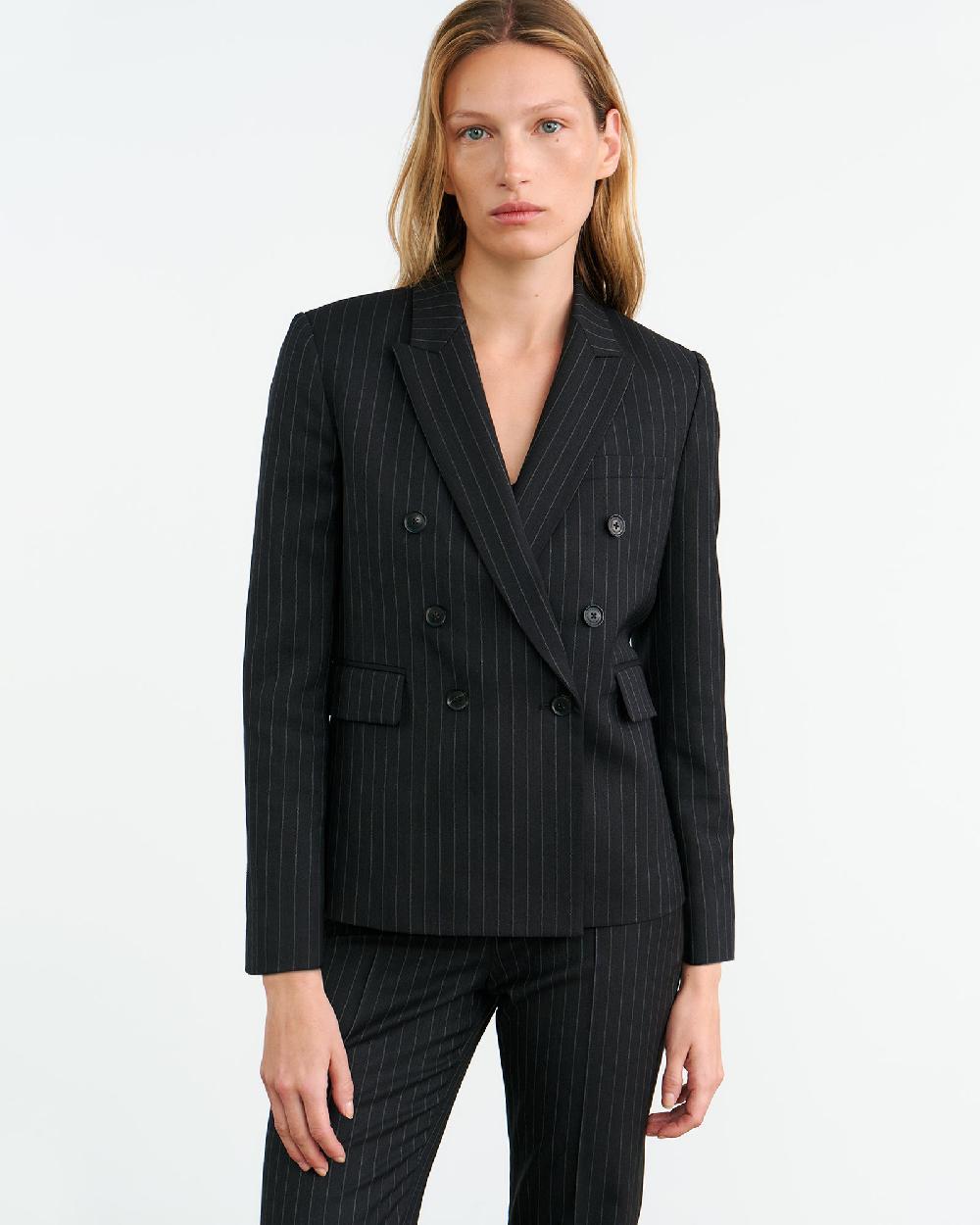 Nili Lotan DURAN JACKET DARK CHARCOAL PINSTRIPE