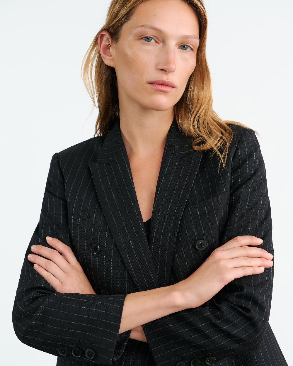 Nili Lotan DURAN JACKET DARK CHARCOAL PINSTRIPE