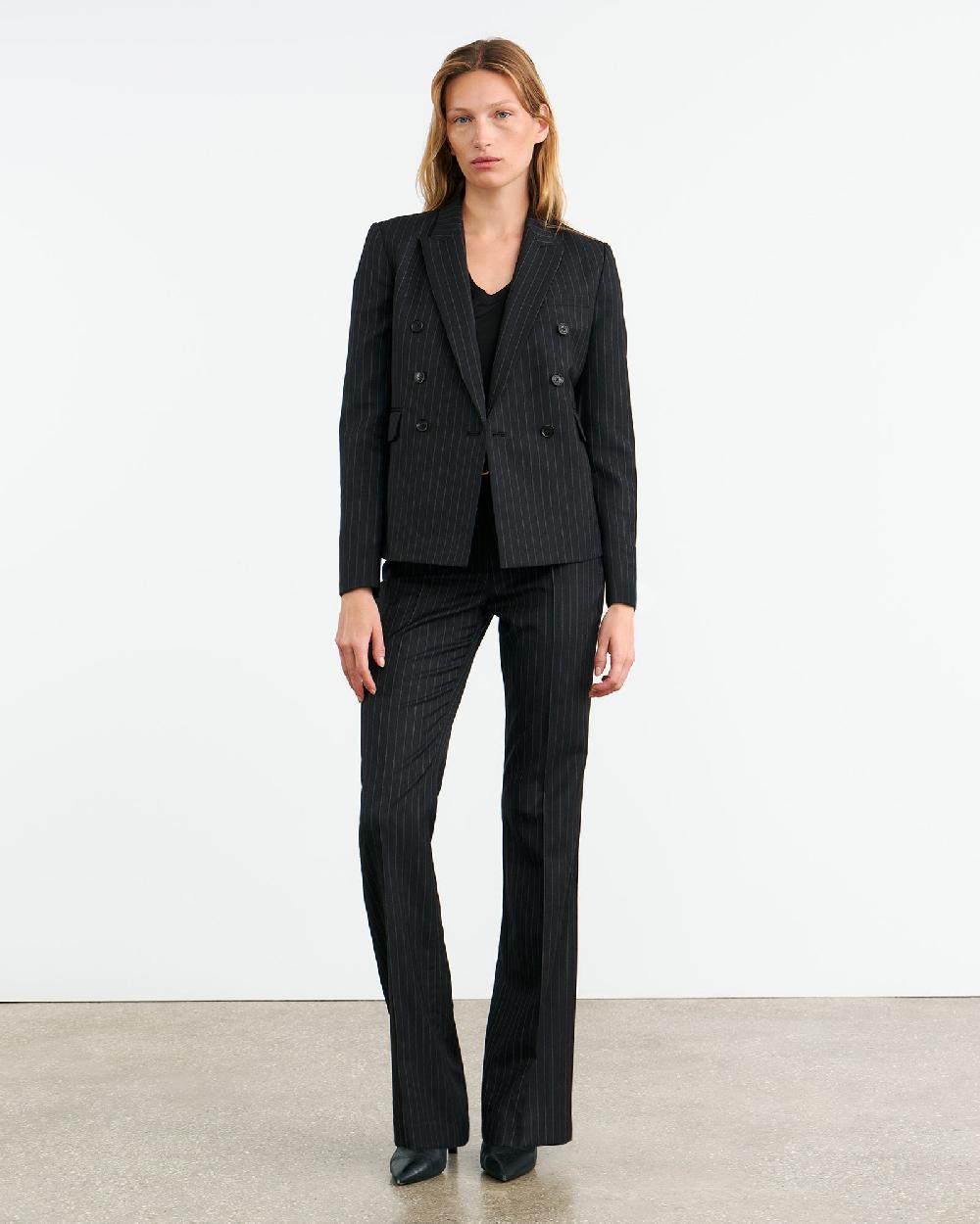 Nili Lotan DURAN JACKET DARK CHARCOAL PINSTRIPE