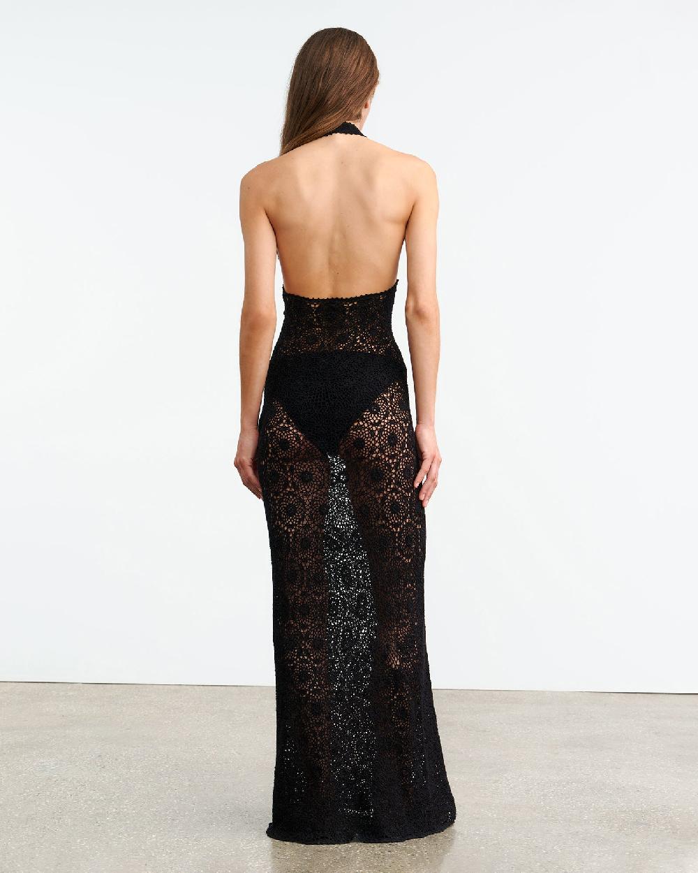 Nili Lotan EDDIE KNIT HALTER DRESS BLACK