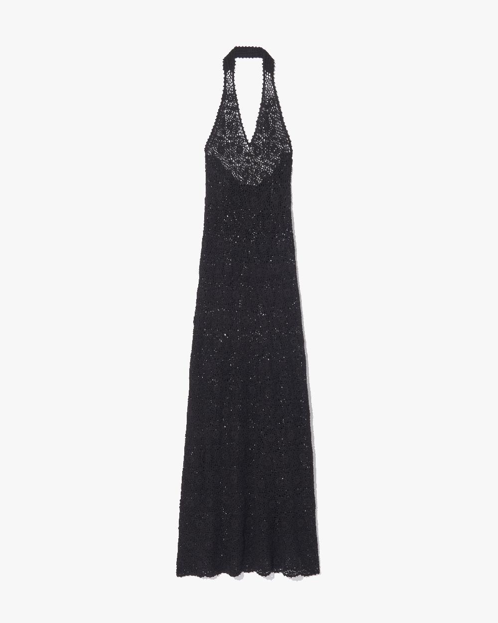 nili lotan EDDIE KNIT HALTER DRESS BLACK